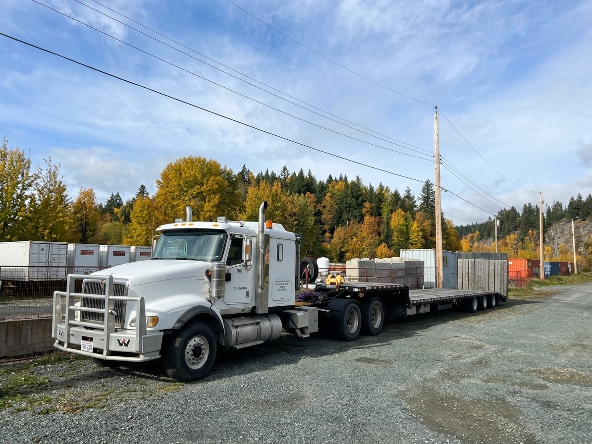 White Western Star flatdeck truck