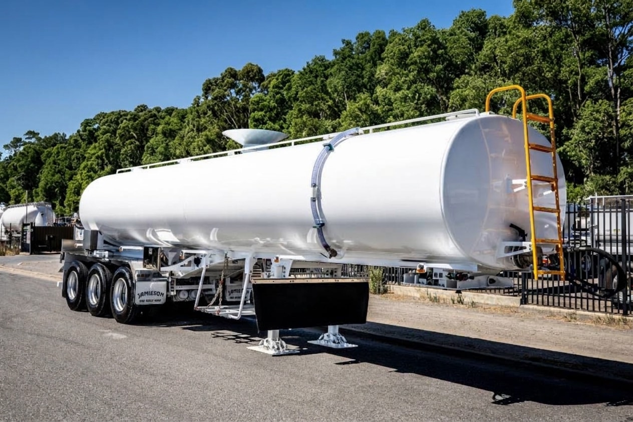 White tanker trailer