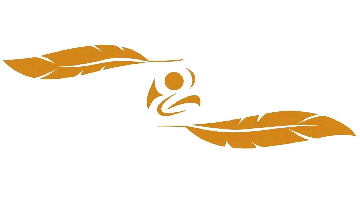 Indigenous symbol with golden feathers and eagle